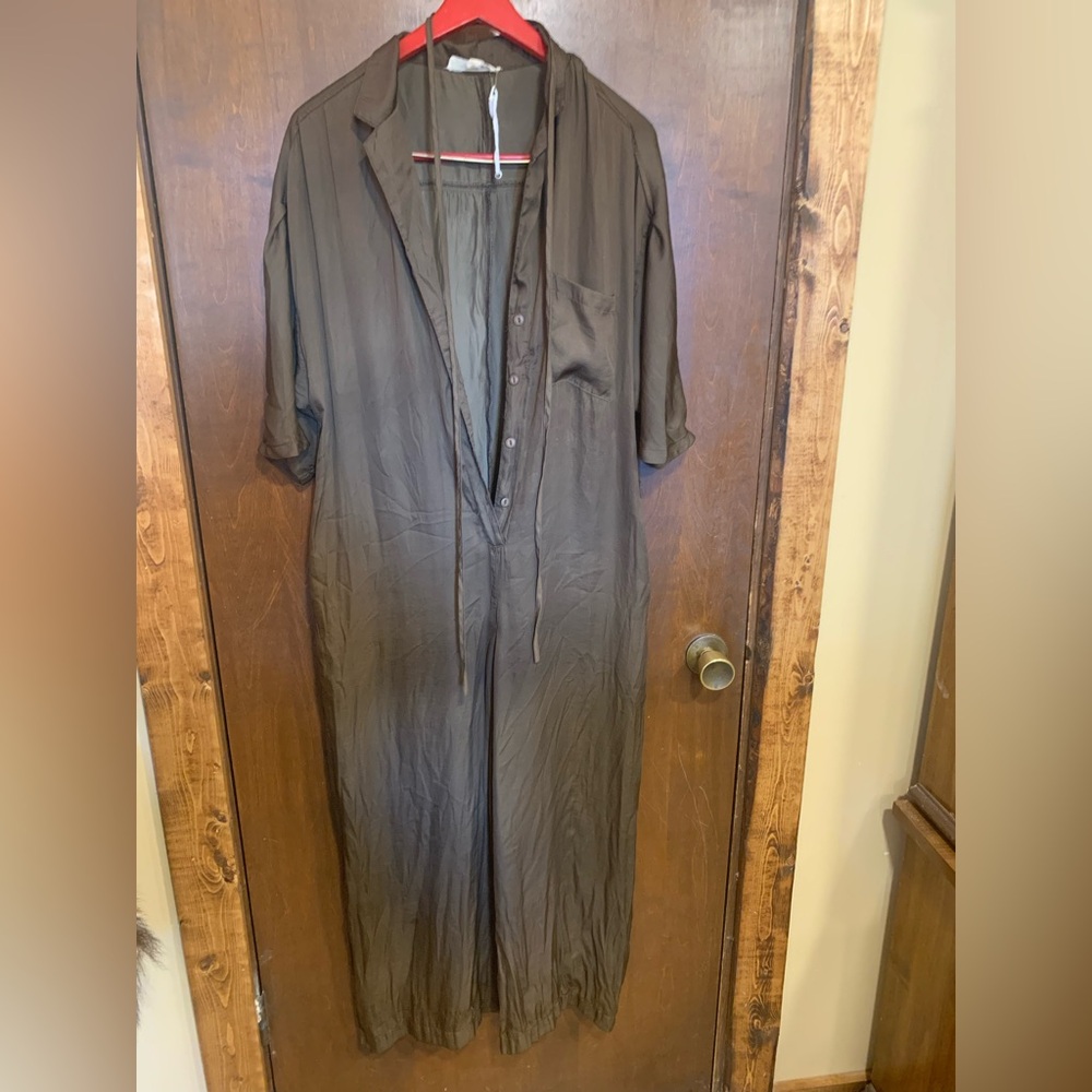Brown Button-Up Jumpsuit